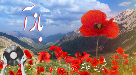 Bazā Persian song cover featuring Iran landscapes symbolizing homeland and iranian diaspora as poppy flowers