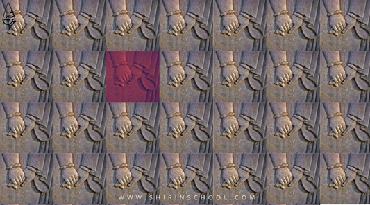 Persepolis stone carving of two hands holding, symbolizing Persian culture, history, and connection.